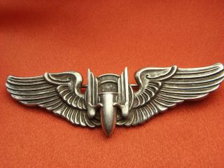 World War 2 Wwii Sterling Silver Service Bomber Pilot Wings Pin 3” N.  S.  Meyer Ny