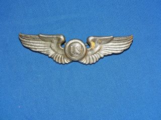 Wwii Aaf Sterling & Meyer Marked Wing,  3 1/4 " Pin Back Pb,  Pilot Observer (7)