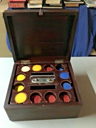 Vintage Clay Poker Chips Set With Carrier And Box - Awesome Vintage
