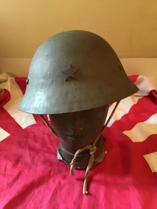 Wwii Japanese Army Helmet,  Complete & Marked; Liner,  Chintie,  Star