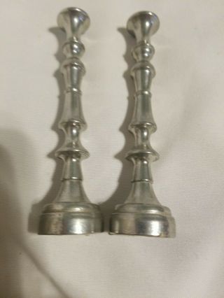 2 House Of Morgan,  Hand Cast,  Vintage Pewter Mini Candlesticks 4 " Tall