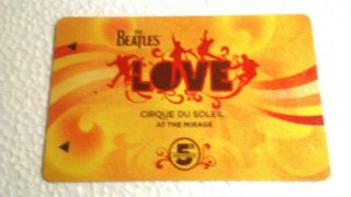 The Beatles - Love - 5th Anniversary - Room Key - - The Mirage - Las Vegas Hotel & Casino -