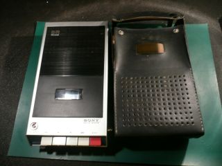 Vintage Sony Tape Recorder Tc - 100 With Power Cord And Black Leather Case