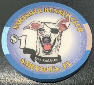 Sarasota Kennel Club Florida - $1 Casino Gaming Poker Chip - Paulson H&c