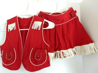 Cowgirl Outfit,  Size 4 - 5 Child,  Vintage,  Handmade,  Red And White,  No Hat