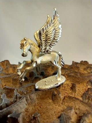 Pewter Pegasus Flying Horse Figurine Signed