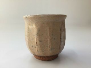 Japanese Pottery Tea Cup Yunomi Vintage Hagi Ware Signed Beige Sencha X256 2
