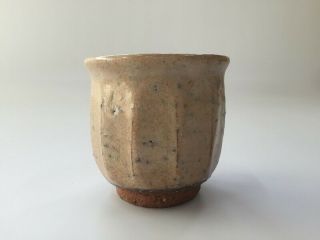 Japanese Pottery Tea Cup Yunomi Vintage Hagi Ware Signed Beige Sencha X256 3