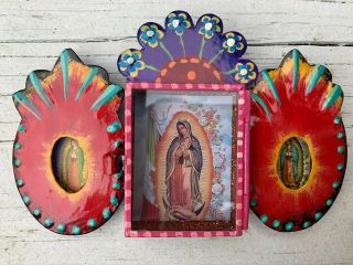 Triple Bendiciones Mexican Nicho 5.  5x3.  5x.  05 Virgen De Guadalupe Virgin Mary W10