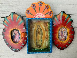Triple Bendiciones Mexican Nicho 5.  5x3.  5x.  05 Virgen De Guadalupe Virgin Mary W1