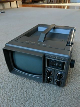 Vintage Portable Bentley Black & White Tv Television 5 " In Opened Box (k821)