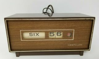 Westclox Direct Reading Flip Roller Clock S29 - B Vintage Wood Grain Mid Century
