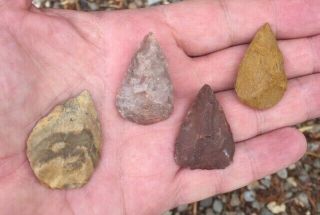 4 Abasolo Or Catan Points Arrow Head Artifact South Texas Native American