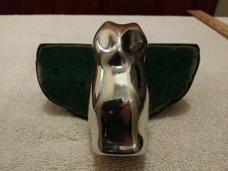 Hoselton Owl Sculpture 1890 Small 3.  5 In.  Aluminum Canada Signed With Tag