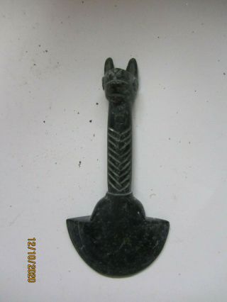 Vintage Hand Carved Black Marble Stone Peruvian Llama Head Handle Tumi Knife