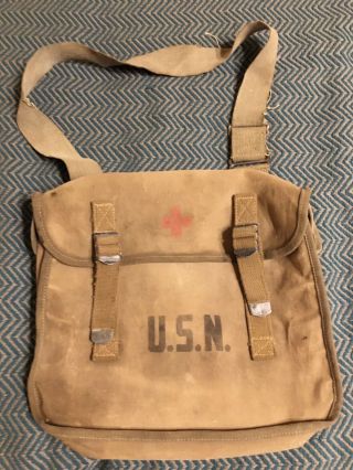 Us Navy Wwii Usn Corpsman Medical Red Cross Bag Ww2 Medic