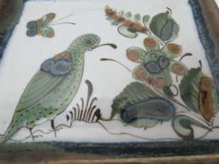 Sgnd Ken Edwards Tonala El Palomar Pottery Mexico Bird Butterfly Tray 6 