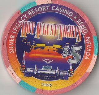 Reno Silver Legacy 57 Chevy Hot August Nights 2000 $5 Casino Chip