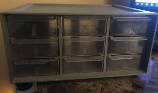 Vintage Akro - Mils Storage Bin Organizer,  9 Clear Drawers,  Model 10 - 109