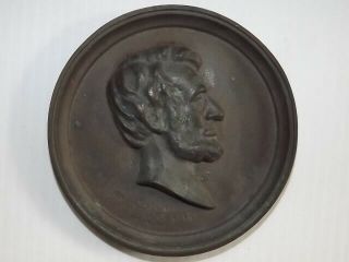 Abraham Lincoln Profile Wall Plaque 5 Inch Vintage Brass Bronze