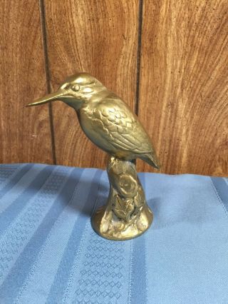 Vintage Brass Bird On Branch Statue Firgurine 5 " Tall