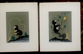 Set 2 - Vintage Signed Matted Silk Screen Prints Of Robert Chee Tewa Mexico