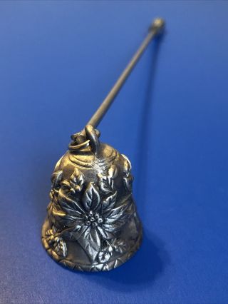 Vintage Pewter Candle Snuffer With Flowers