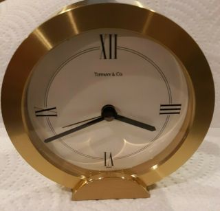 Tiffany & Co Brass Desk Clock Vintage 3.  5” Round Alarm Swiss Made