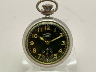 Vintage Running Ingersoll Midget Radiolite Black Dial Pocket Watch