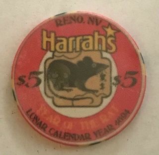 Harrahs $5 Casino Chip Year Of The Rat Chinese Year Reno Nevada