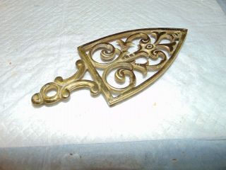 Vintage,  Solid Brass Trivet For Holding Sad Iron,  7 3/4 " Long With Handle