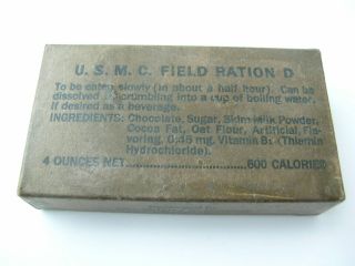 Us Army U.  S.  M.  C.  Field Ration D Chocolate 4 Ounces 600 Calories Usa Unrra Food