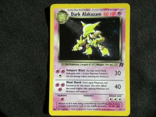 Vintage 1999 - 2000 Holographic Pokémon Card " Dark Alakazam " 1/82