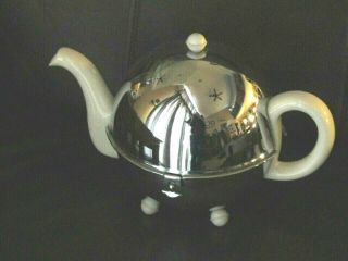 Vintage Ever - Hot Teapot Made In England Insulated Chrome Dome Art Deco - Look