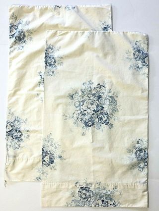 2 Vtg Ralph Lauren Brookdale Catalina Island Std Pillow Shams Blue White Floral
