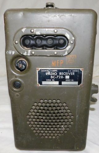Signal Corps U.  S.  Army Radio Receiver Bc - 728 Ww2