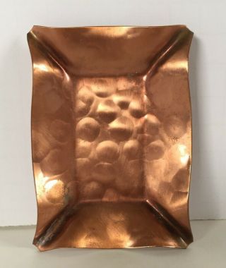 Vintage Hammered Copper Ash Tray 3 1/2 " X 2 1/2 "