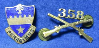 Wwii 358th Infantry Regiment Officer Insignia & Peragimus Di Pin By Meyer