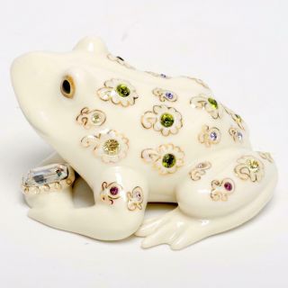 Lenox " The Prince Of Jewels " Vintage Jewel Encrusted Porcelain Frog Figurine