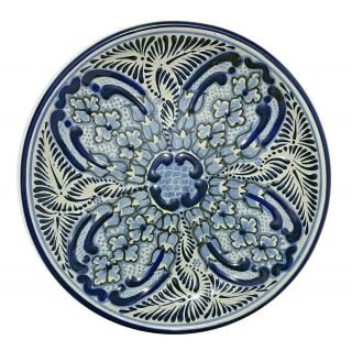 Talavera Pottery Plate,  Hand - Made In Puebla Mexico,  10 " Traditional Blue
