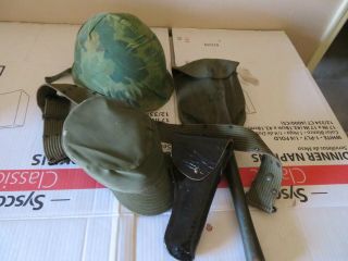 Wwii Ww2 Us Army Military Folding Shovel Holster Camouflaged Helmet Cap