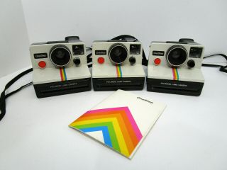 3 - Vintage Polaroid One Step Rainbow Instant Sx - 70 Film Land Camera - Cameras