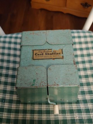 Vintage Green Metal Ely Culbertson Canasta Card Shuffler
