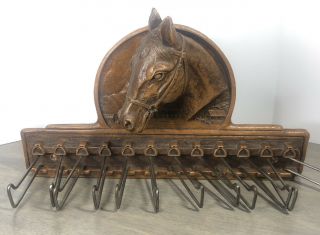 Vintage Syroco Wood Resin Horse Head 3d Tie Or Belt Rack Hanger Holder (334)