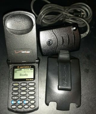 Vintage Motorola Startac Sug2063b Flip Cell Phone - Verizon - W/ Charger & Box
