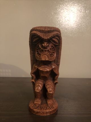 Vintage Coco Joes Hawaii Ku Tiki Figure God Of Strength Sculpted Hapa Wood