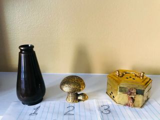 Vtg Solid Brass 3 Choices - Vase/mushroom Figurine/incense Potpourri Box 2