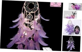 Led Dream Catcher Purple Feather Chandelier Ornaments Handmade Indian Wall Decor
