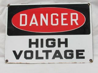 Vintage Danger High Voltage Porcelain Metal Sign 7 " X 10 " Authentic