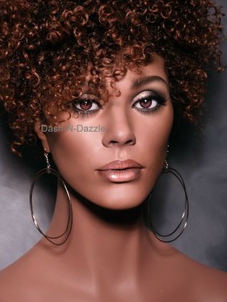 Female Mannequin Wig Bust With Brown Glass Eyes